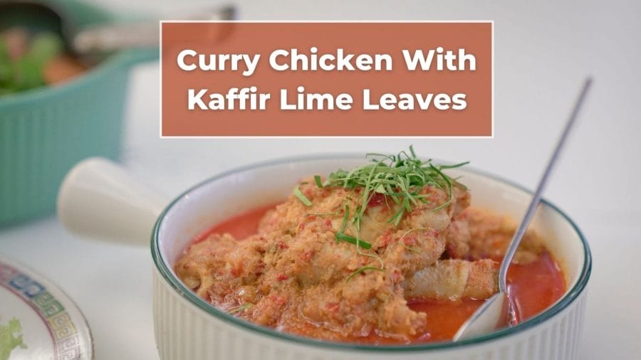 curry chicken with kaffir lime leaves
