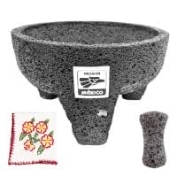Handmade Mexican volcanic rock pestle and mortar
