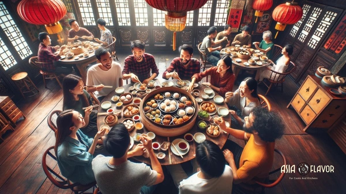 Friends eating Dim Sum