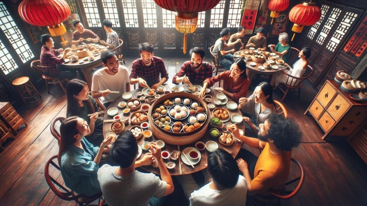 Delight In Lo Mai Gai: A Culinary Gem (Glutinous Rice And Chicken) 2 friends eating dim sum