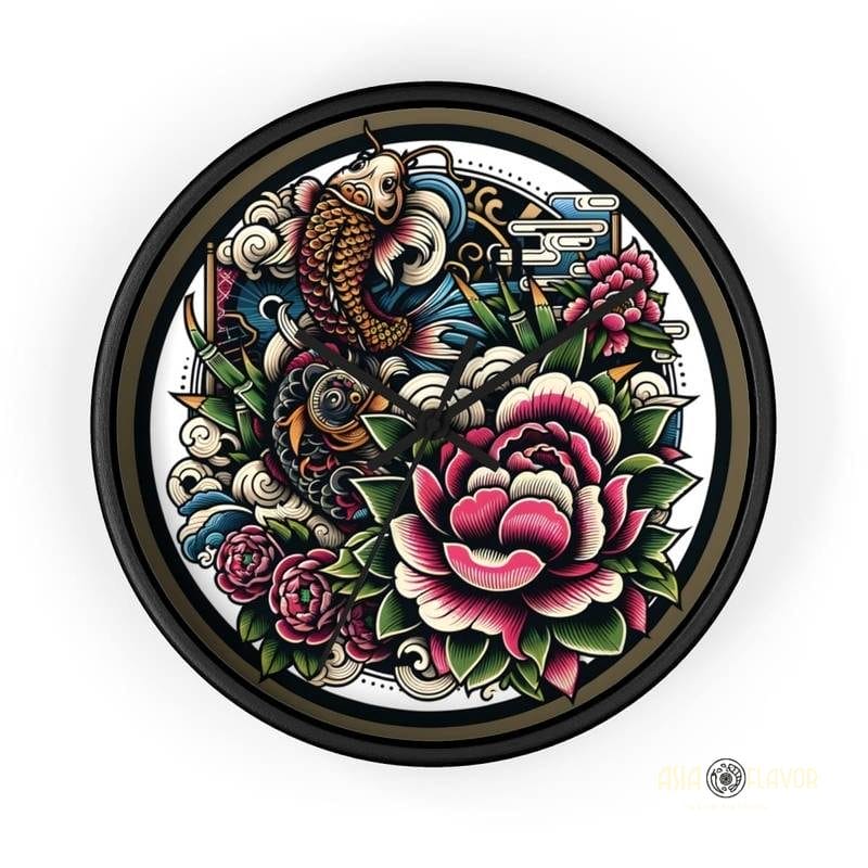 Eastern Haven Wall Clock Artistic Koi and Floral 10" - Image 4