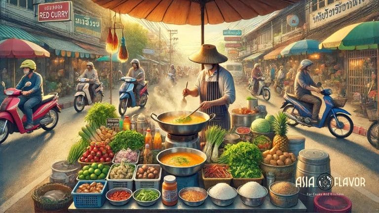 Thai Red Curry Being Prepared At A Hawker Stall