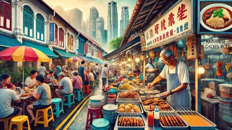 Singaporean Fried Chee Cheong Fun Recipe (Rice Noodle Rolls) 14 artist impression of hawkers