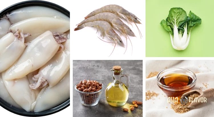 seafood and vegetable ingredients