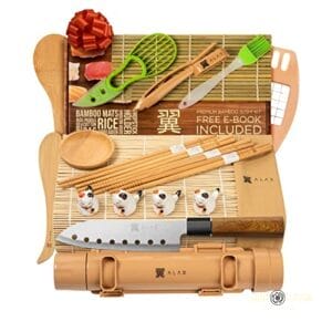 Alas Complete 20 Piece Sushi Making Set - Kit for Beginners & Pros with Knife, 2 Mats, Rice Bazooka and Dipping Plate